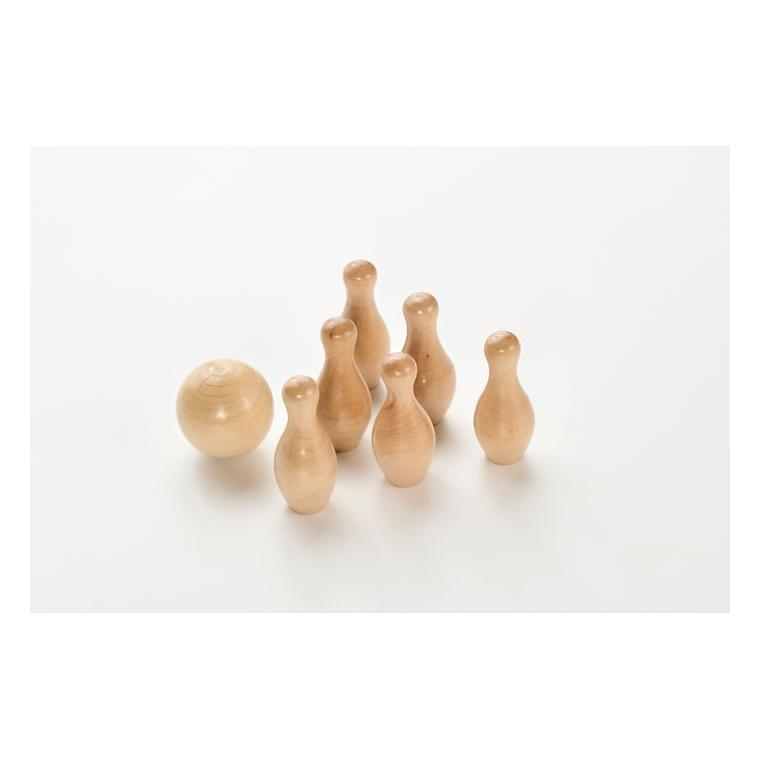 Mini set de bowling din lemn de pin BOLITO Natur