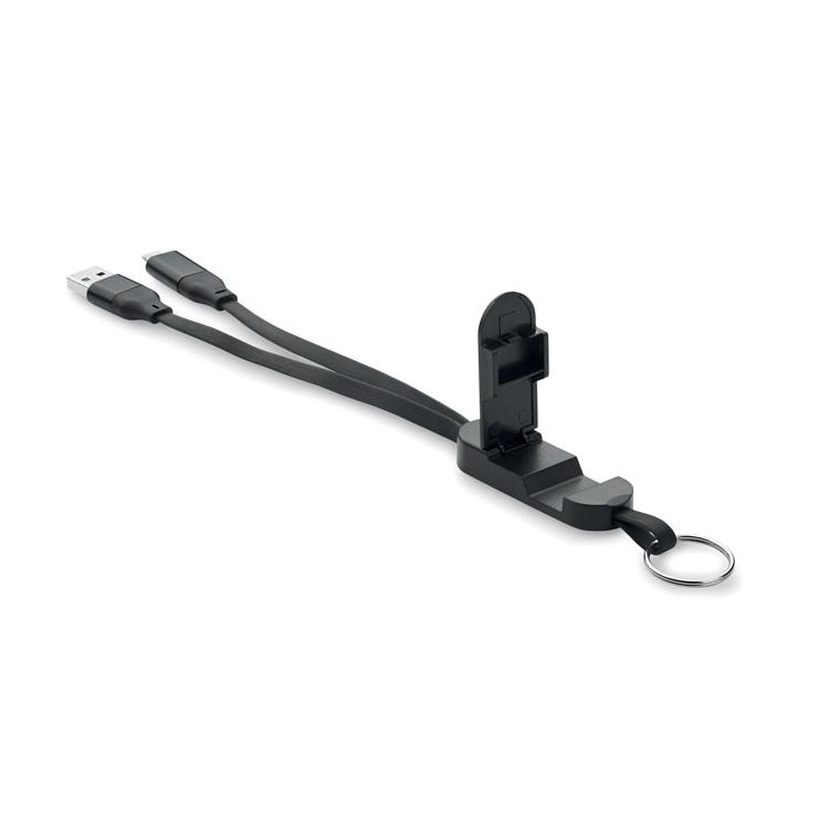 Breloc cu cablu 60W din ABS reciclat CABO Negru