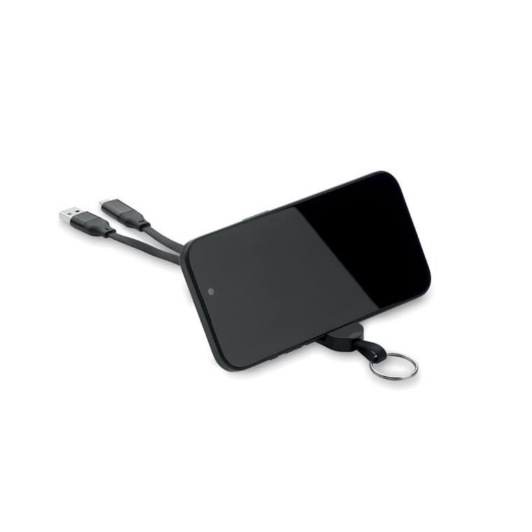 Breloc cu cablu 60W din ABS reciclat CABO Negru