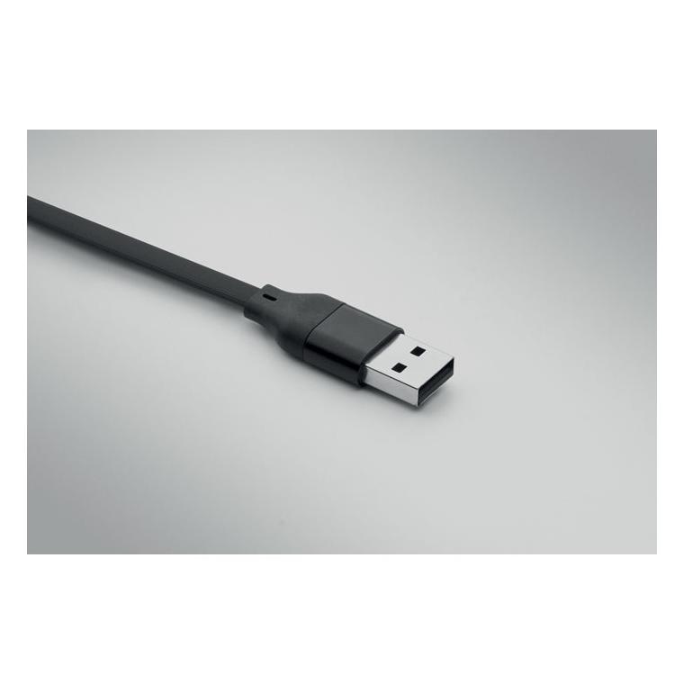 Breloc cu cablu 60W din ABS reciclat CABO Negru