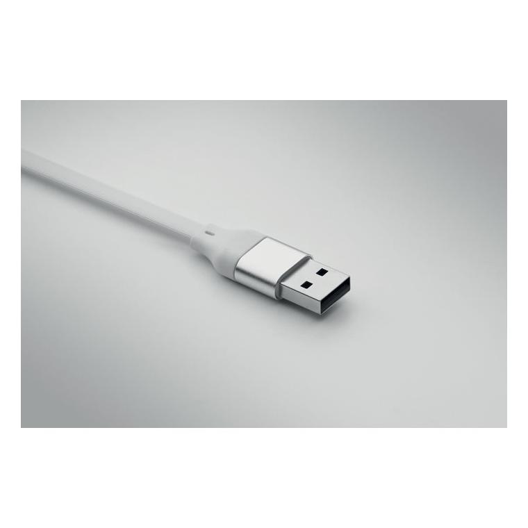 Breloc cu cablu 60W din ABS reciclat CABO Alb