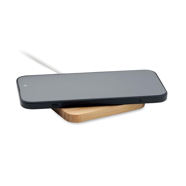 Încărcător wireless 15W din bambus CHARGOO Natur