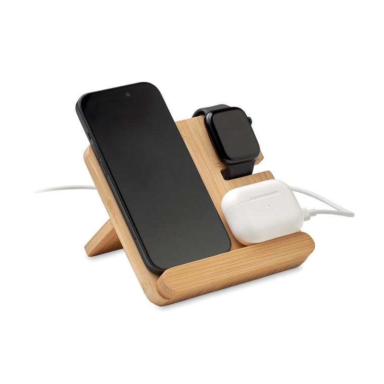 Încărcător wireless 3 în 1 15W BOOGAR Natur