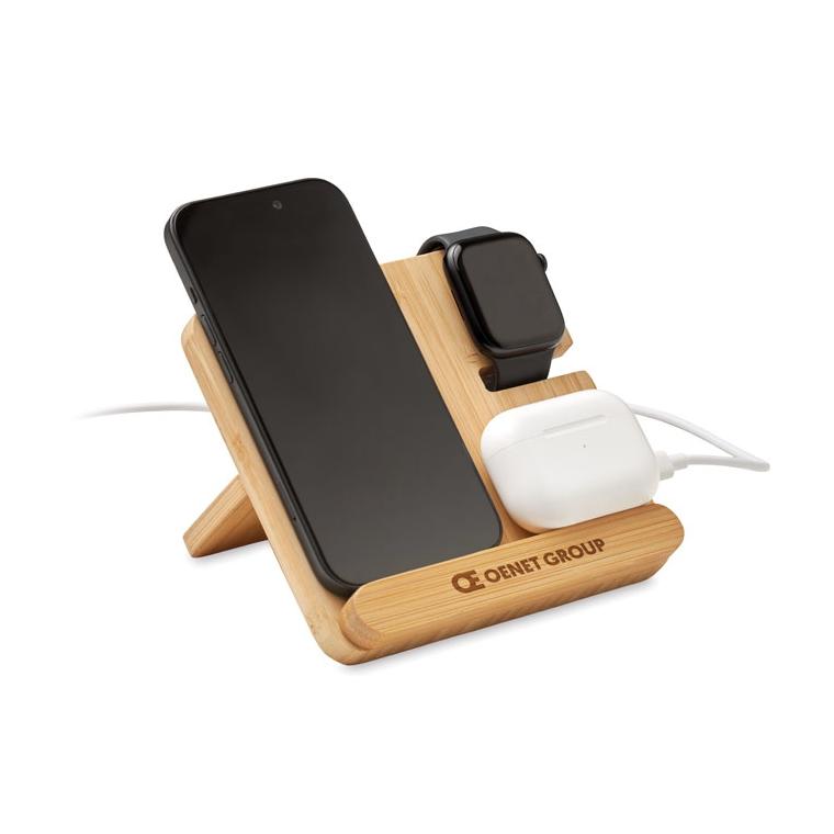 Încărcător wireless 3 în 1 15W BOOGAR Natur