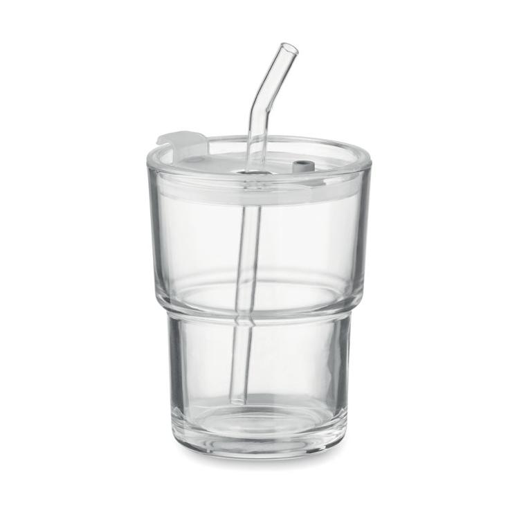 Pahar de sticlă cu pai 400 ml SIP Transparent