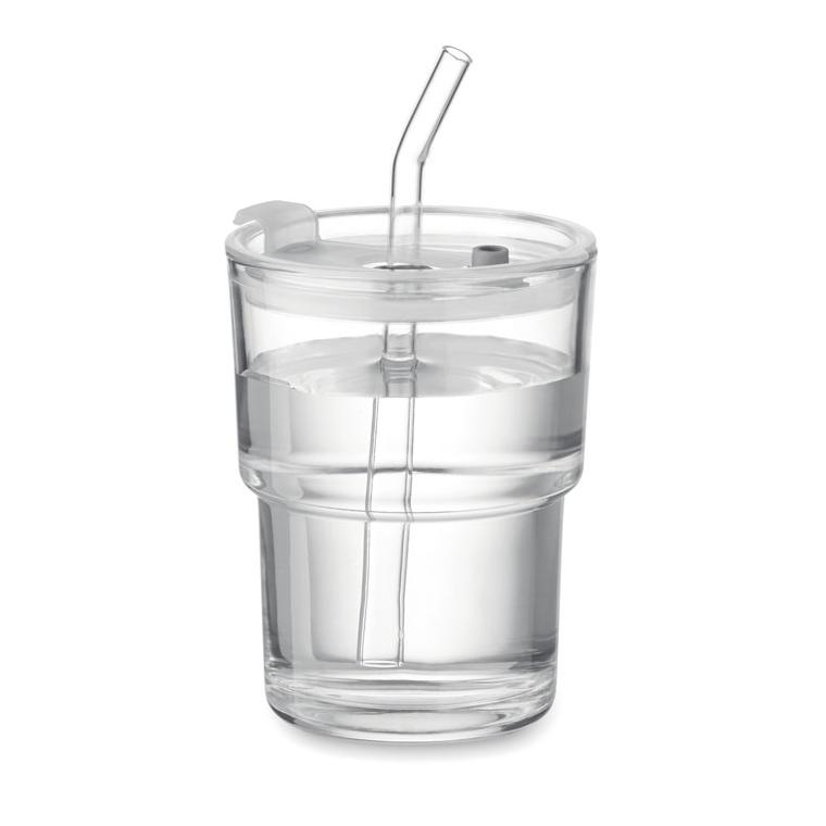 Pahar de sticlă cu pai 400 ml SIP Transparent