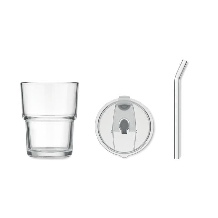 Pahar de sticlă cu pai 400 ml SIP Transparent