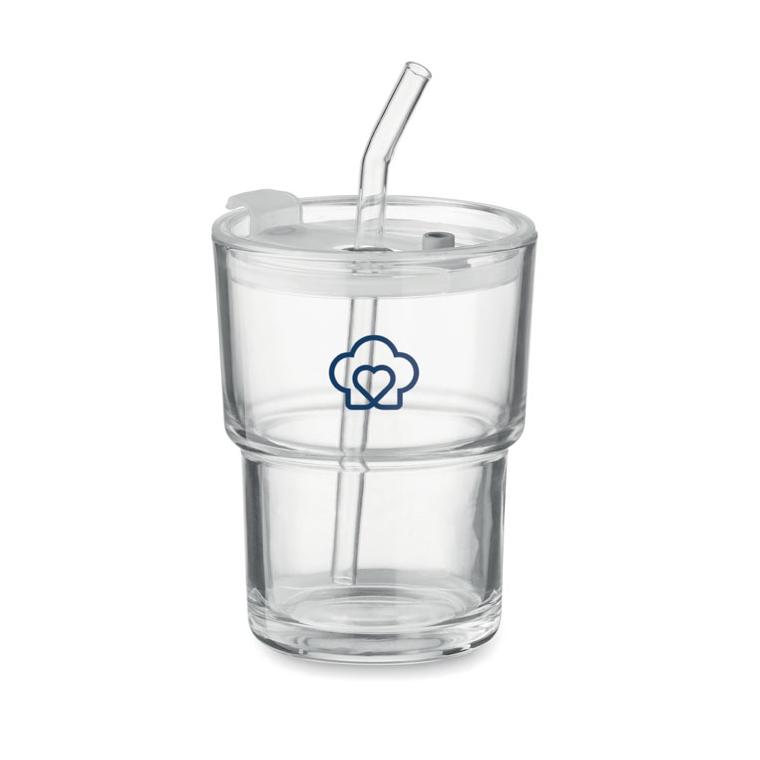 Pahar de sticlă cu pai 400 ml SIP Transparent