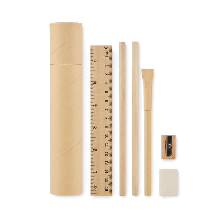 Set de papetărie în tub de hârtie MEJU Bej