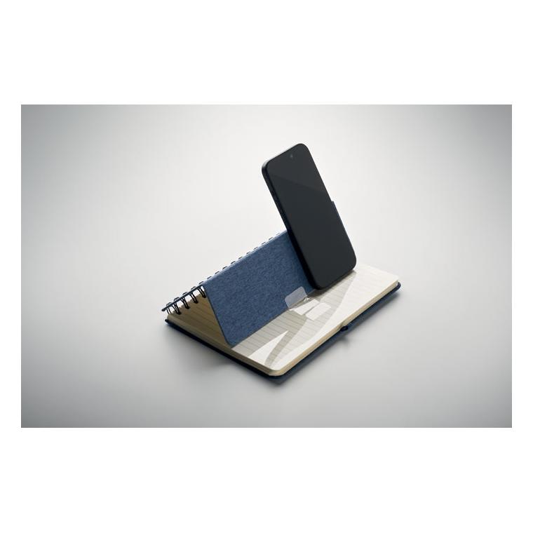Notebook A5 cu suport pentru telefon STRATA Albastru