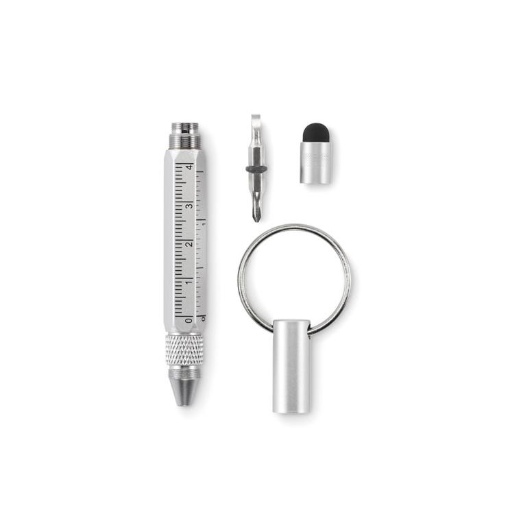 Breloc cu pix cu mecanism prin rotire TWEN Argintiu mat