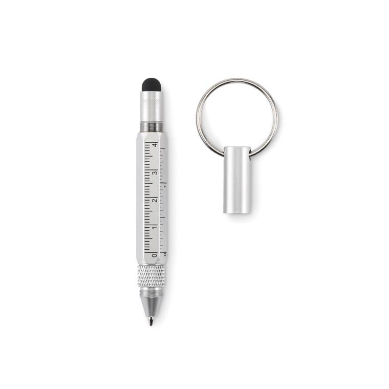 Breloc cu pix cu mecanism prin rotire TWEN Argintiu mat