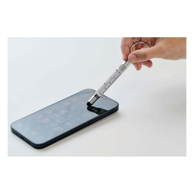 Breloc cu pix cu mecanism prin rotire TWEN Argintiu mat