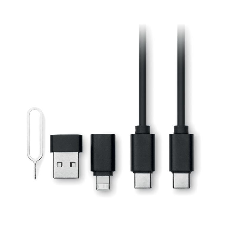 Set conector cablu 4 în 1 15W CAWATT Negru