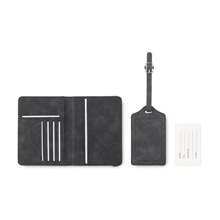 Set suport pașaport și etichetă pentru bagaje JETTAG Gri închis
