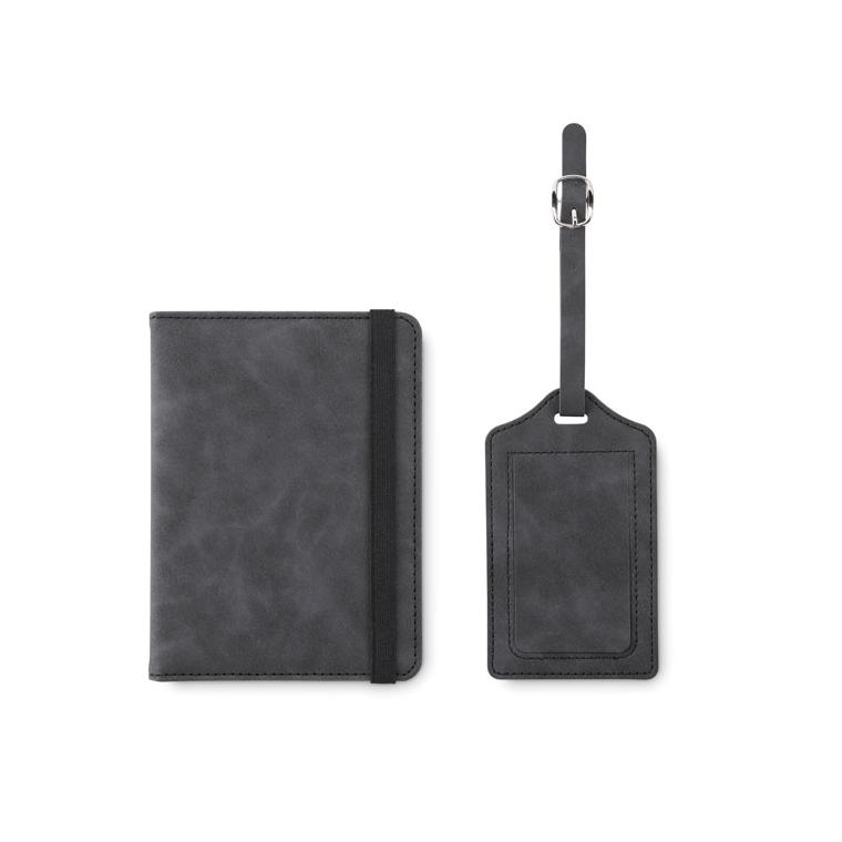 Set suport pașaport și etichetă pentru bagaje JETTAG Gri închis