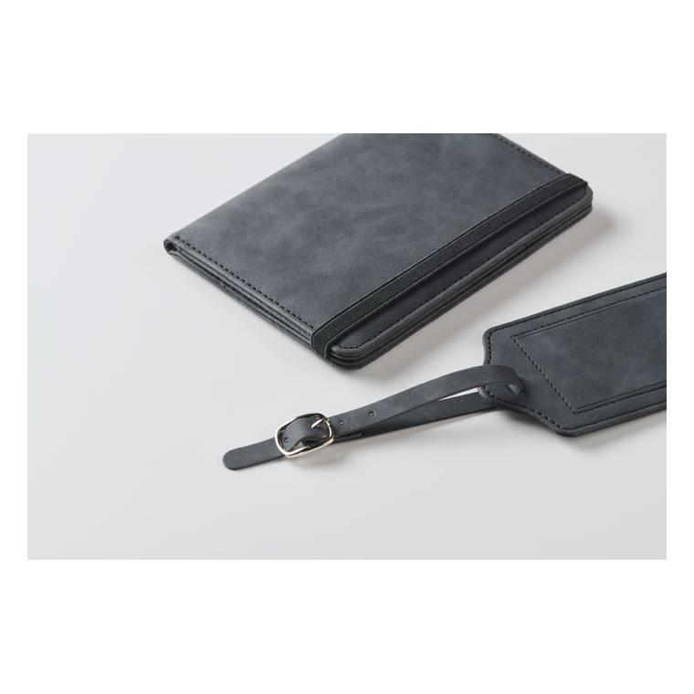 Set suport pașaport și etichetă pentru bagaje JETTAG Gri închis