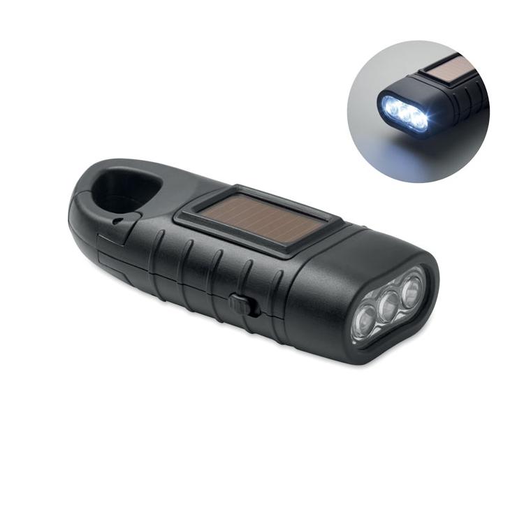 Lanternă solară cu manivelă dinam SLUZ Negru