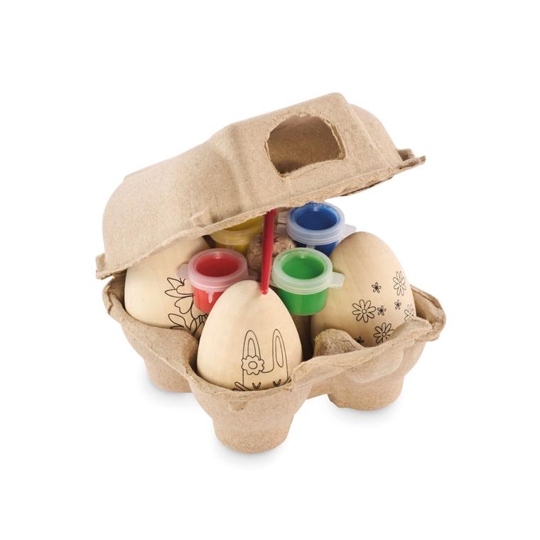 Set de pictură ouă din lemn EISET Natur