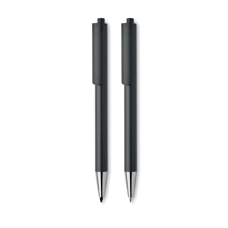 Set de stilouri din aluminiu reciclat ORWELL Negru