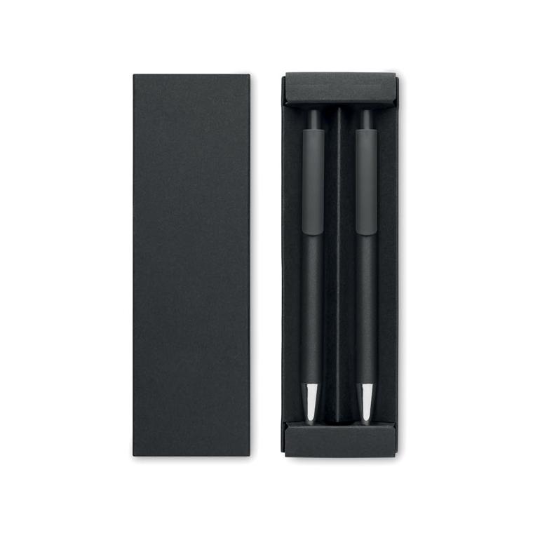 Set de stilouri din aluminiu reciclat ORWELL Negru