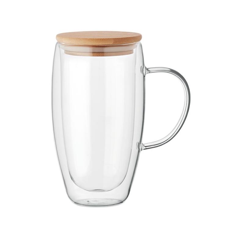 Cană cu perete dublu Terol, 450 ml Transparent