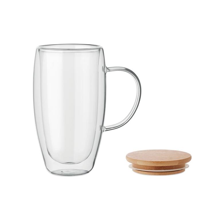 Cană cu perete dublu Terol, 450 ml Transparent
