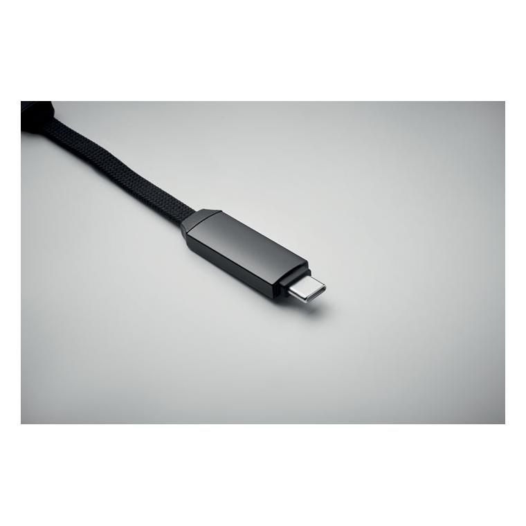 Breloc cu cablu de încărcare Keysto, 60W Negru