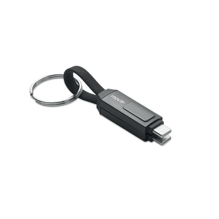Breloc cu cablu de încărcare Keysto, 60W Negru
