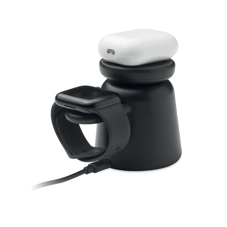 Încărcător wireless 3 în 1 Simpa, 15W Negru
