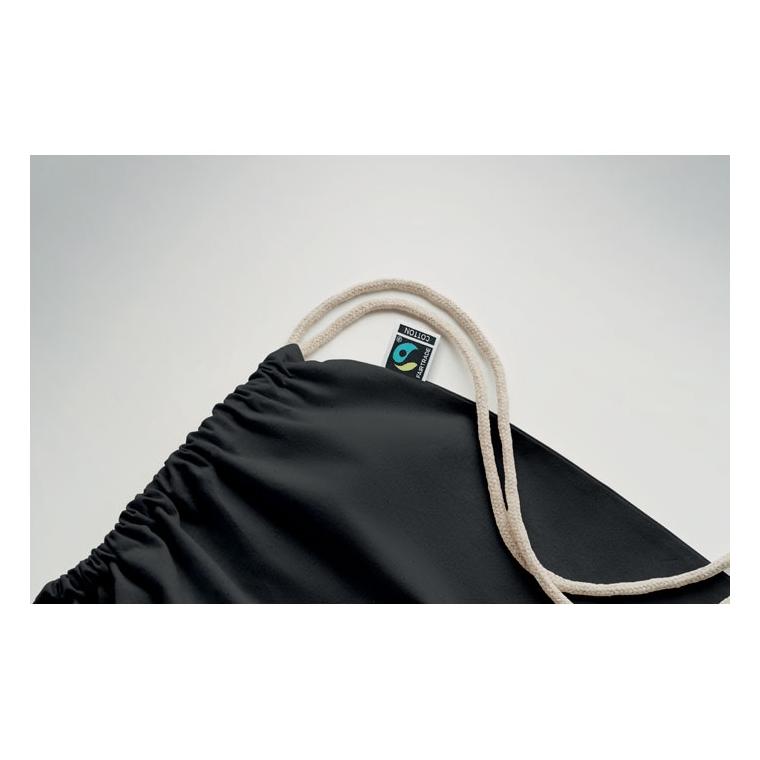 Rucsac cu șnur Fairtrade Osole Draw Colours, 180 g/m² Negru
