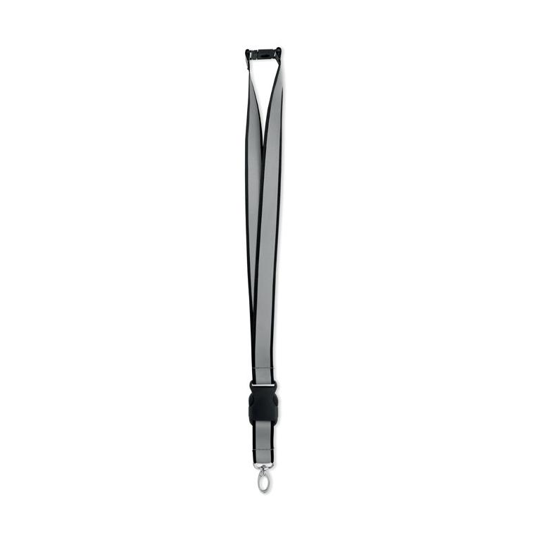 Lanyard din RPET reflectorizant Tosee Negru