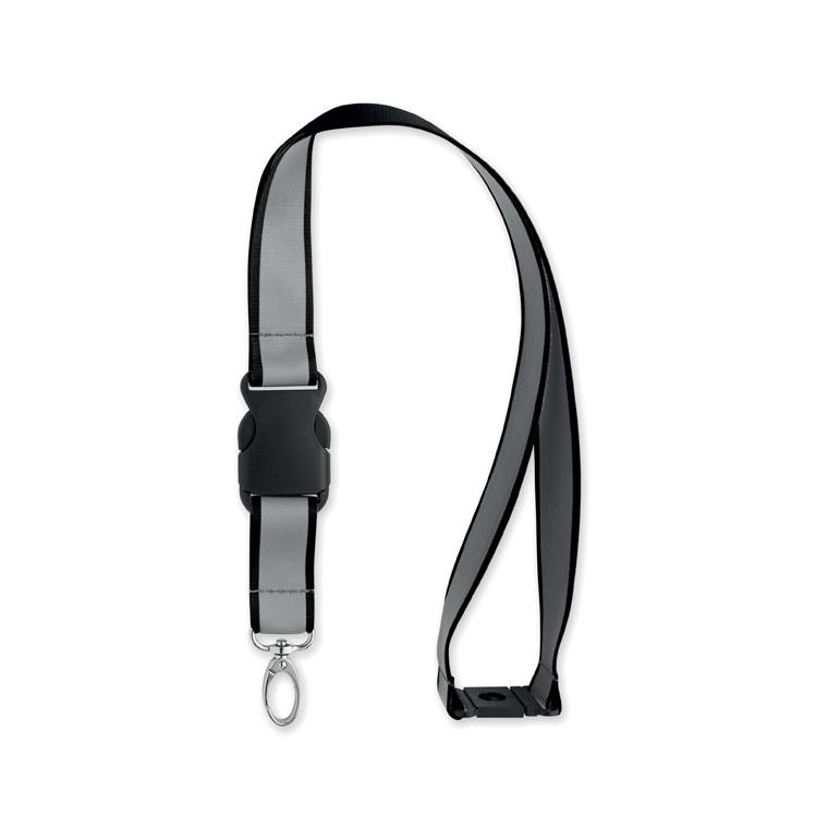 Lanyard din RPET reflectorizant Tosee Negru