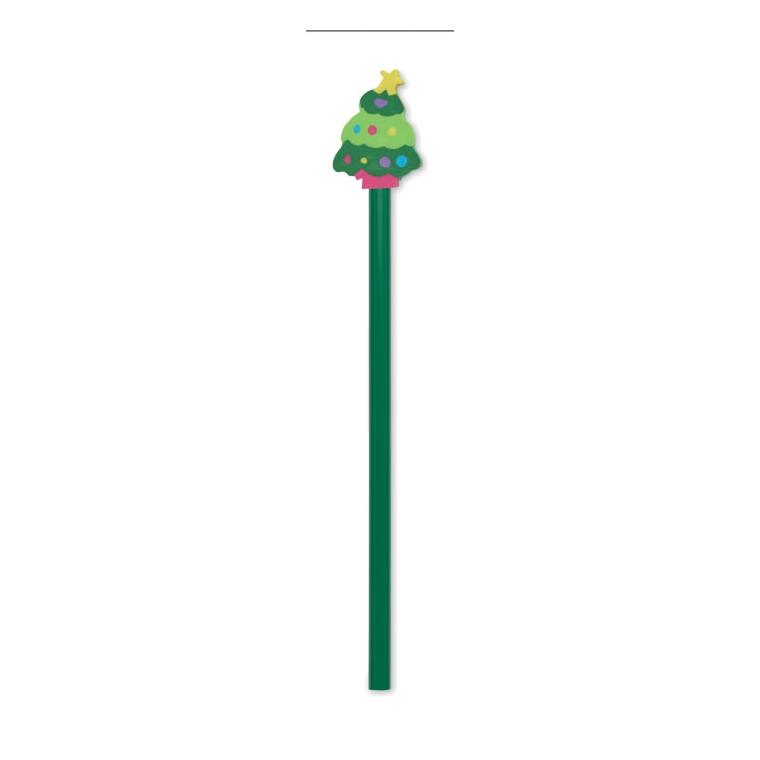 Creion de Crăciun cu radieră Claus Verde