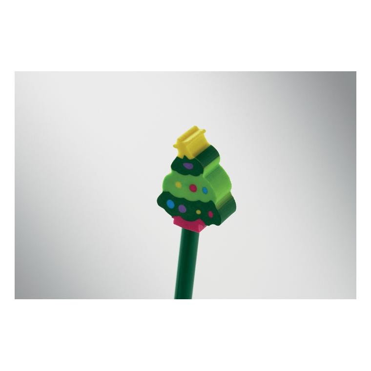 Creion de Crăciun cu radieră Claus Verde