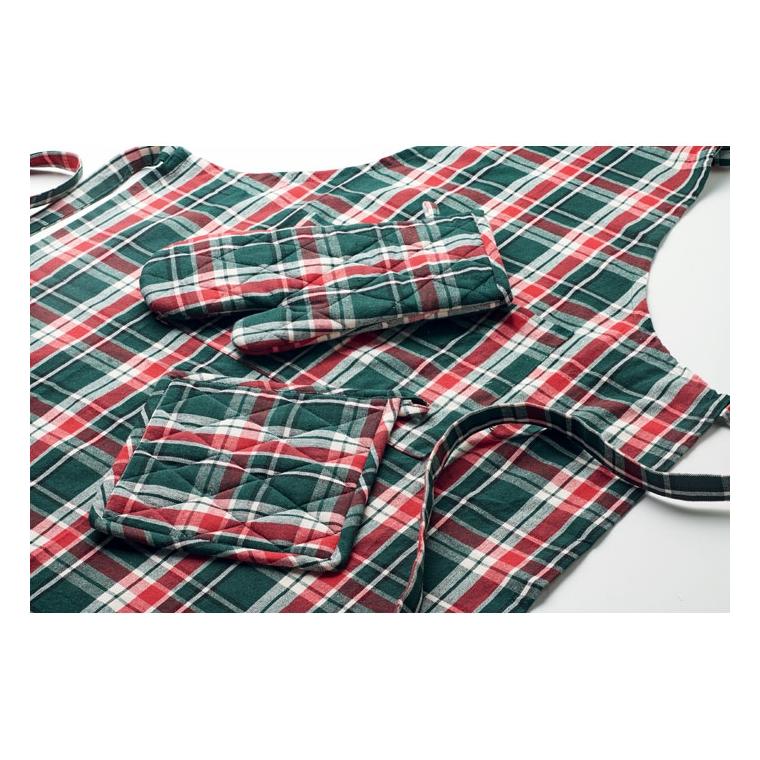 Set de bucătărie din bumbac în carouri Santapron Multicolor