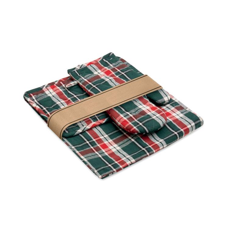 Set de bucătărie din bumbac în carouri Santapron Multicolor