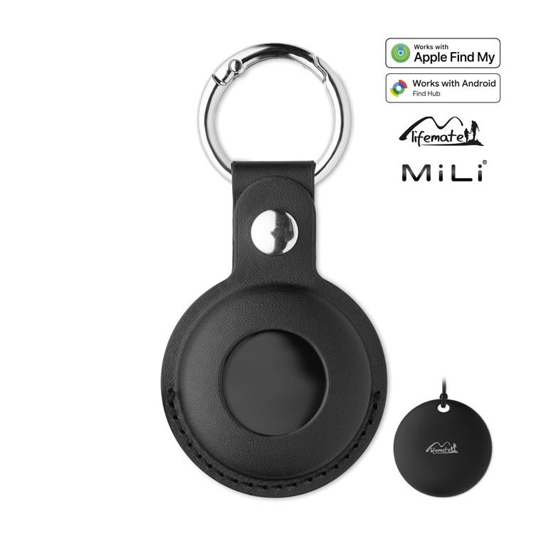 Localizator inteligent compatibil cu Find My, în husă din PU Lifemate In Pu Case Negru