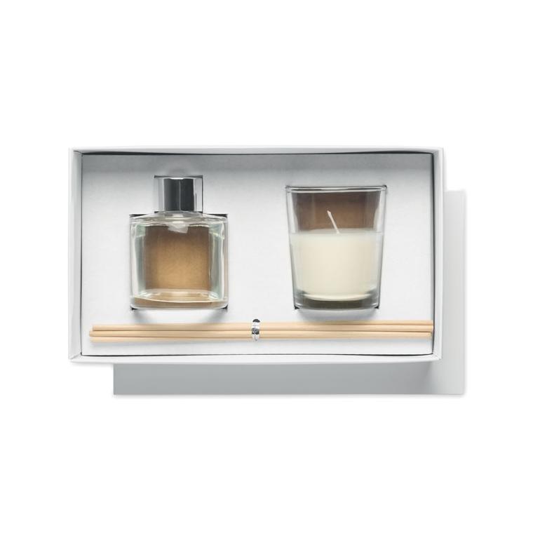Set cu difuzor de aromă și lumânări cu parfum de vanilie Muska Set Transparent