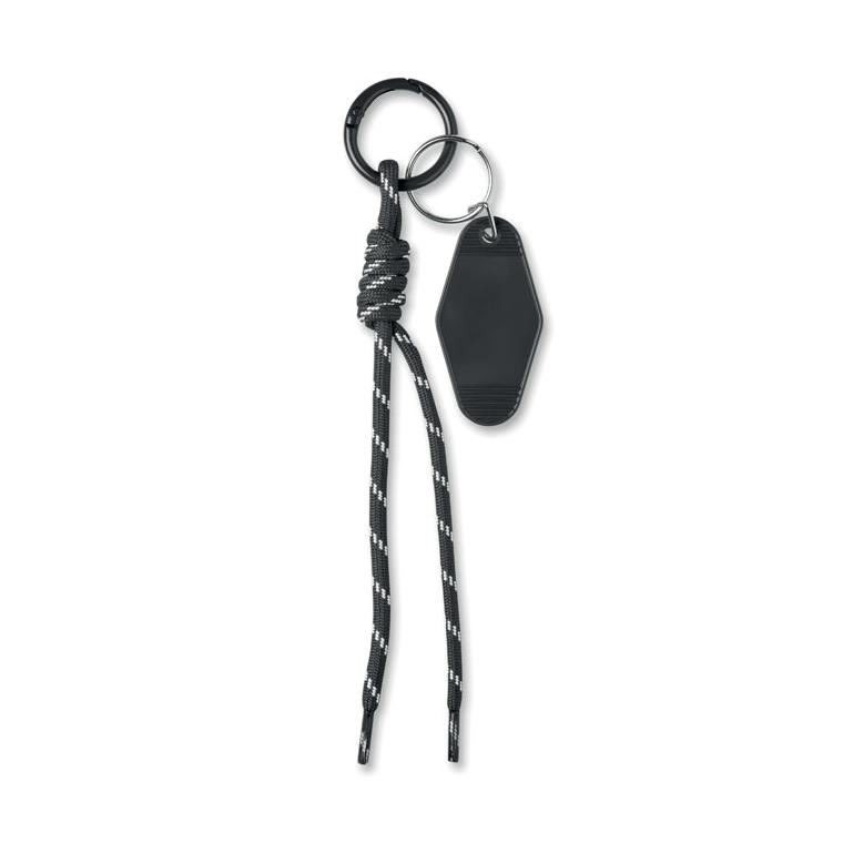 Breloc cu etichetă și șnur împletit Keybraid Negru