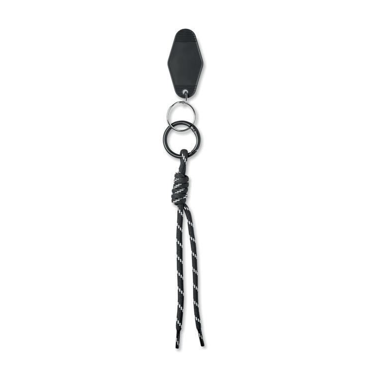Breloc cu etichetă și șnur împletit Keybraid Negru