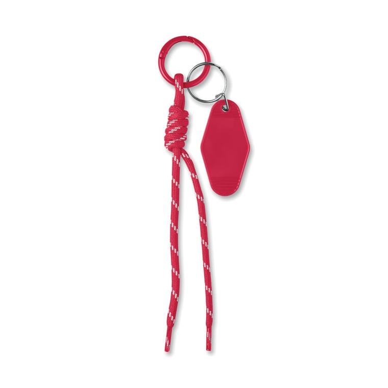 Breloc cu etichetă și șnur împletit Keybraid Roșu