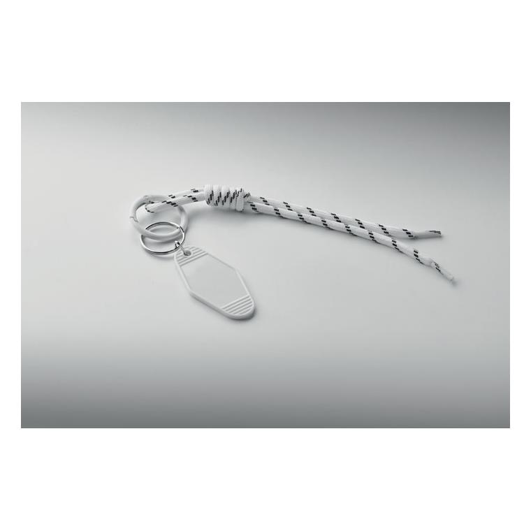 Breloc cu etichetă și șnur împletit Keybraid Alb
