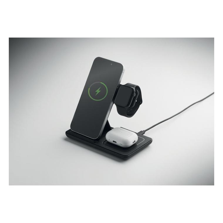 Stație de încărcare pliabilă 3 în 1, 15 W Dock3 Negru