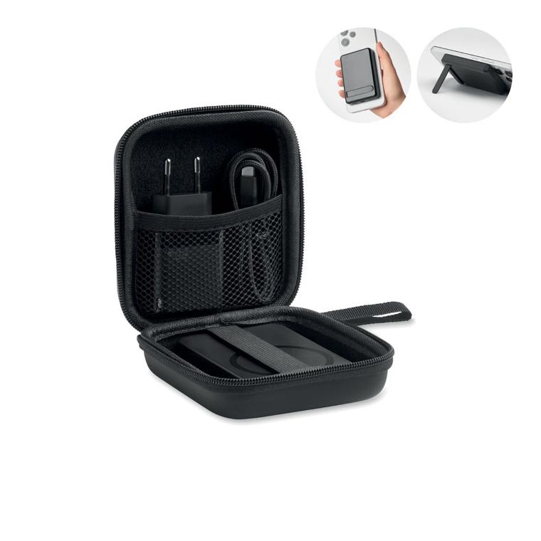 Set cu baterie externă magnetică de 5000 mAh Atlas Negru