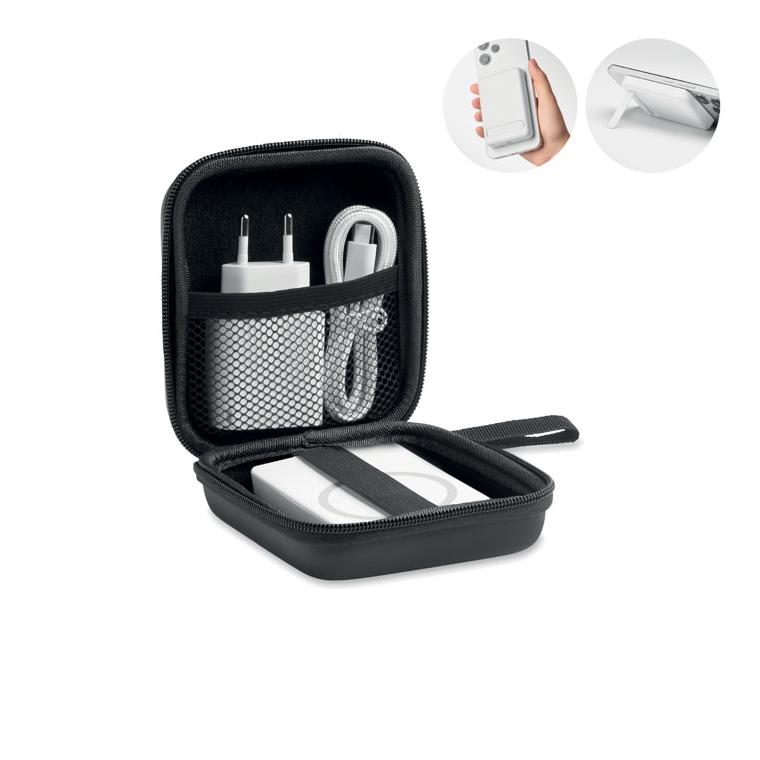 Set cu baterie externă magnetică de 5000 mAh Atlas Alb