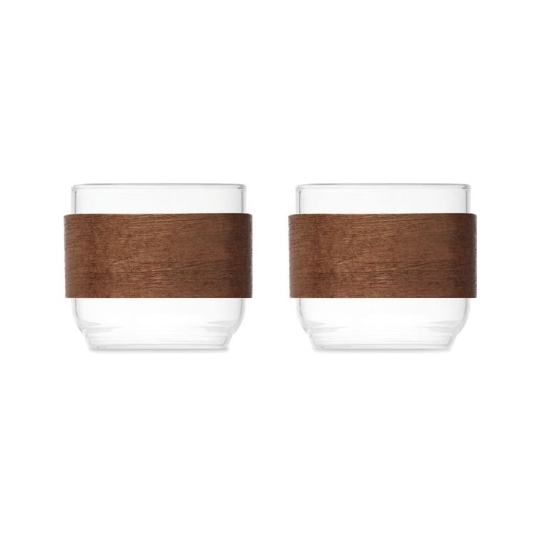 Set de pahare pentru cafea cu manșon din lemn de nuc Bogota Set Natur