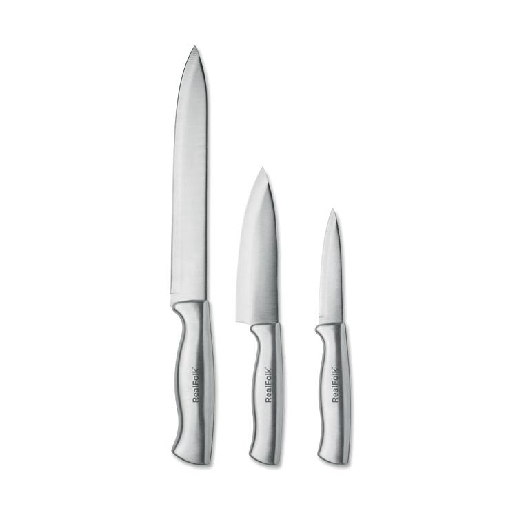 Set de 3 cuțite din oțel inoxidabil Cocinero Argintiu
