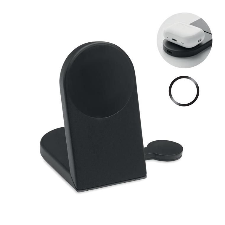 Stație de încărcare pliabilă 3 în 1, 15 W Elasti Negru