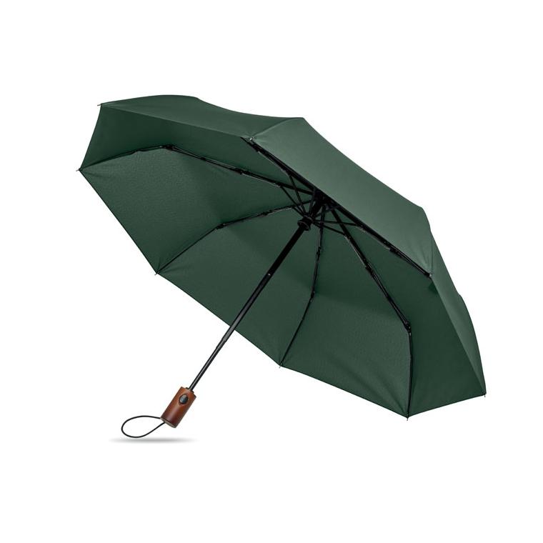 Umbrelă automată pliabilă de 21 inch, cu mâner din lemn Rayna Fold Verde